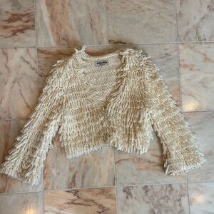 Miu Miu Textured Cream V-Neck Sweater